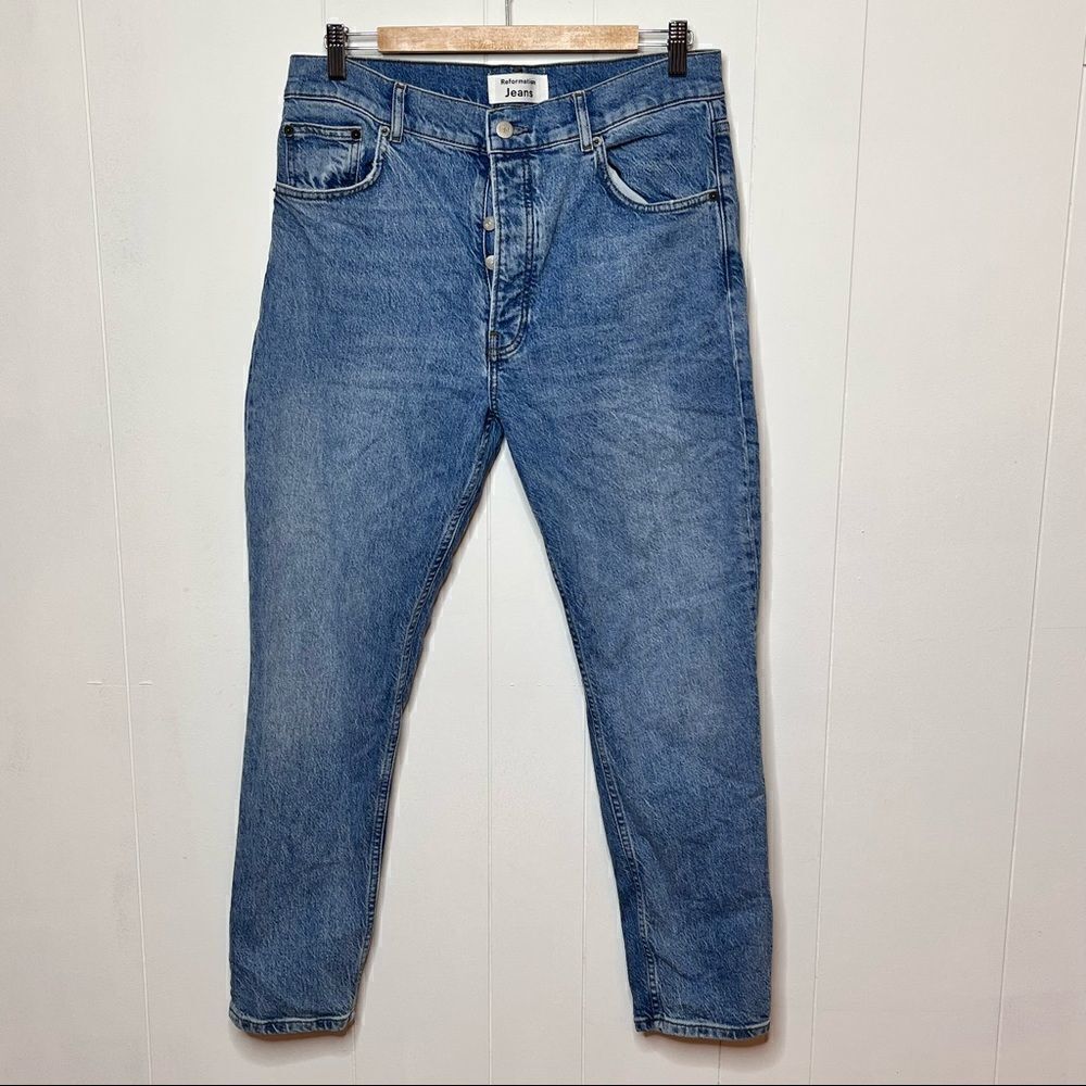 Reformation Jeans High Rise Straight Leg Button Fly Organic Cotton Size 30